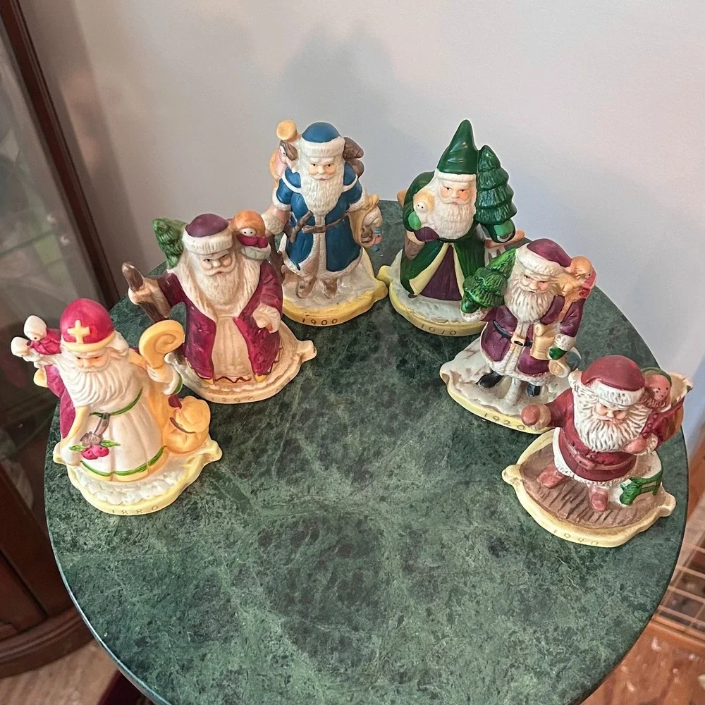 RSVP Santa Through The Years 1990 Porcelain Figurine Set St Nicholas 1880-1940